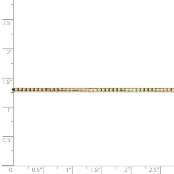 1.5mm, 14k Yellow Gold, Solid Box Chain Necklace, 18 Inch